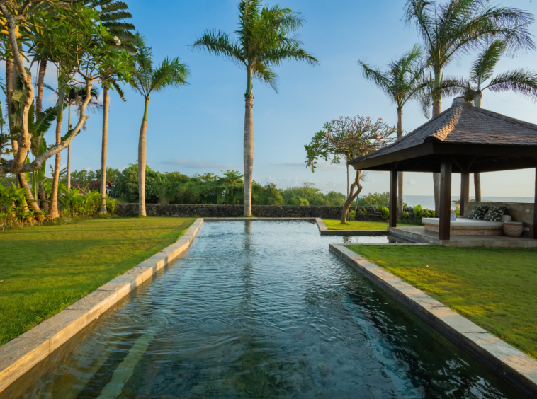 swimming pool with ocean view