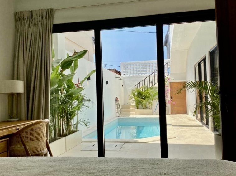 enjoy bedroom with swimming pool view