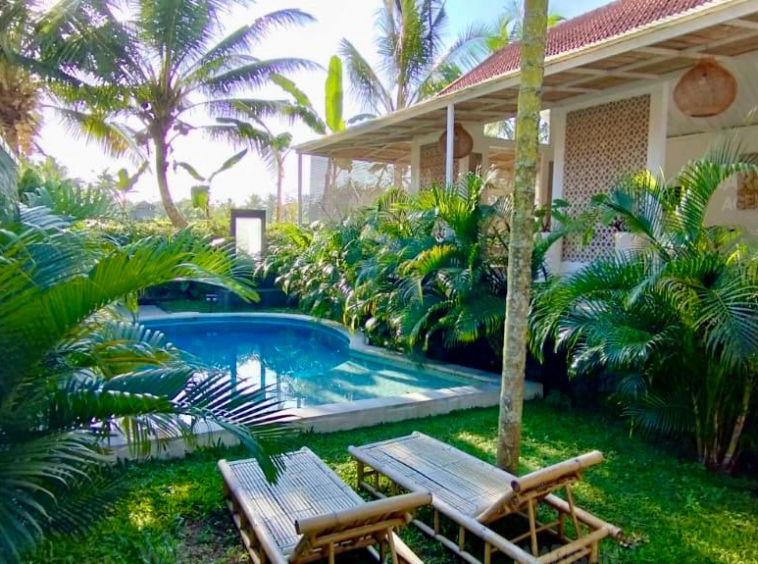 Lush garde with private pool