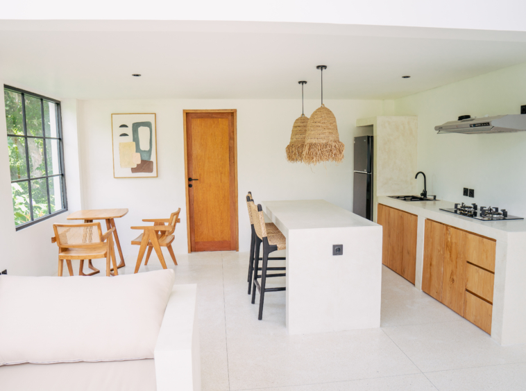 Kitchen open to dining table and living room is the best