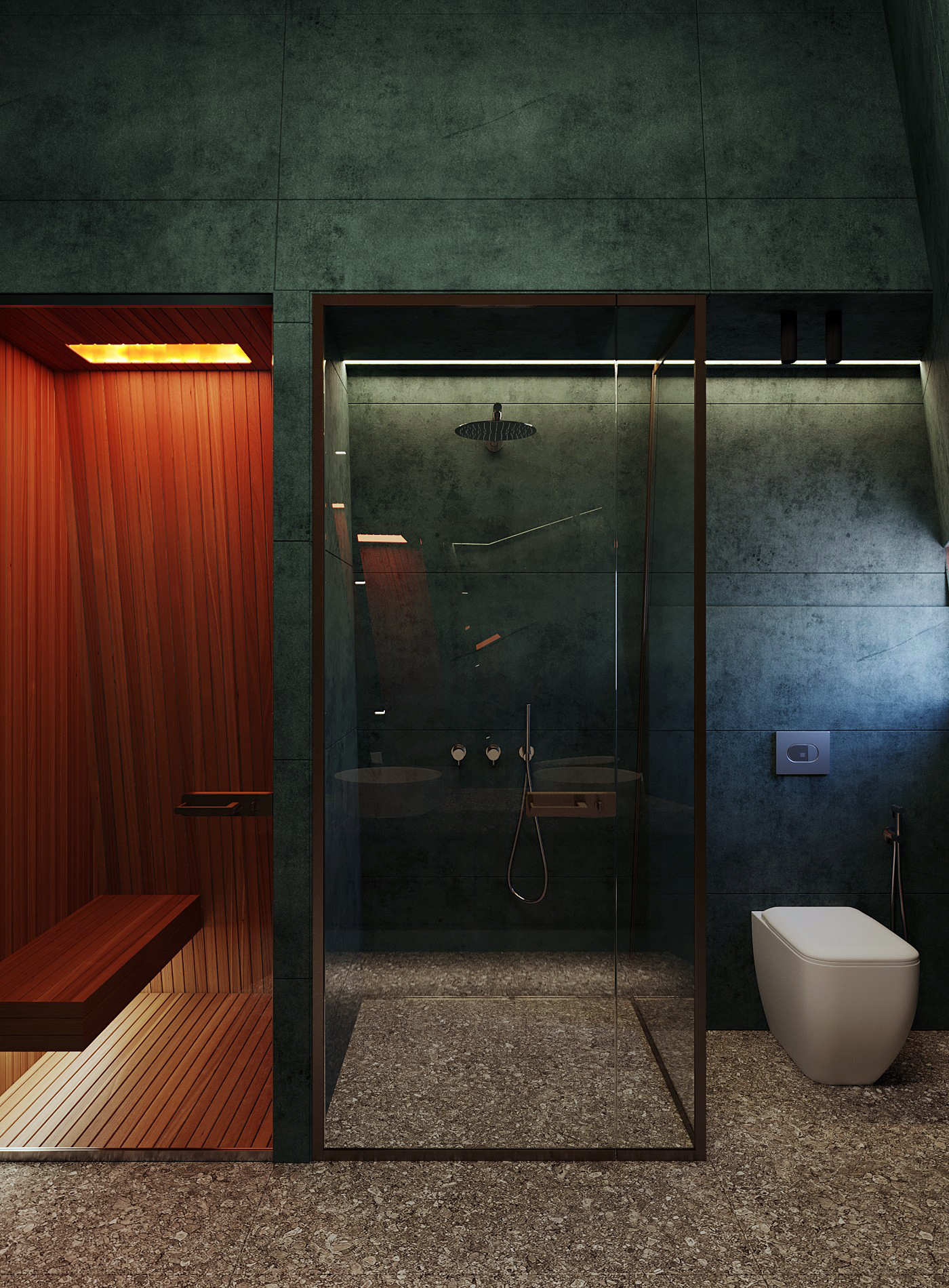 sumptuous bathroom with sauna