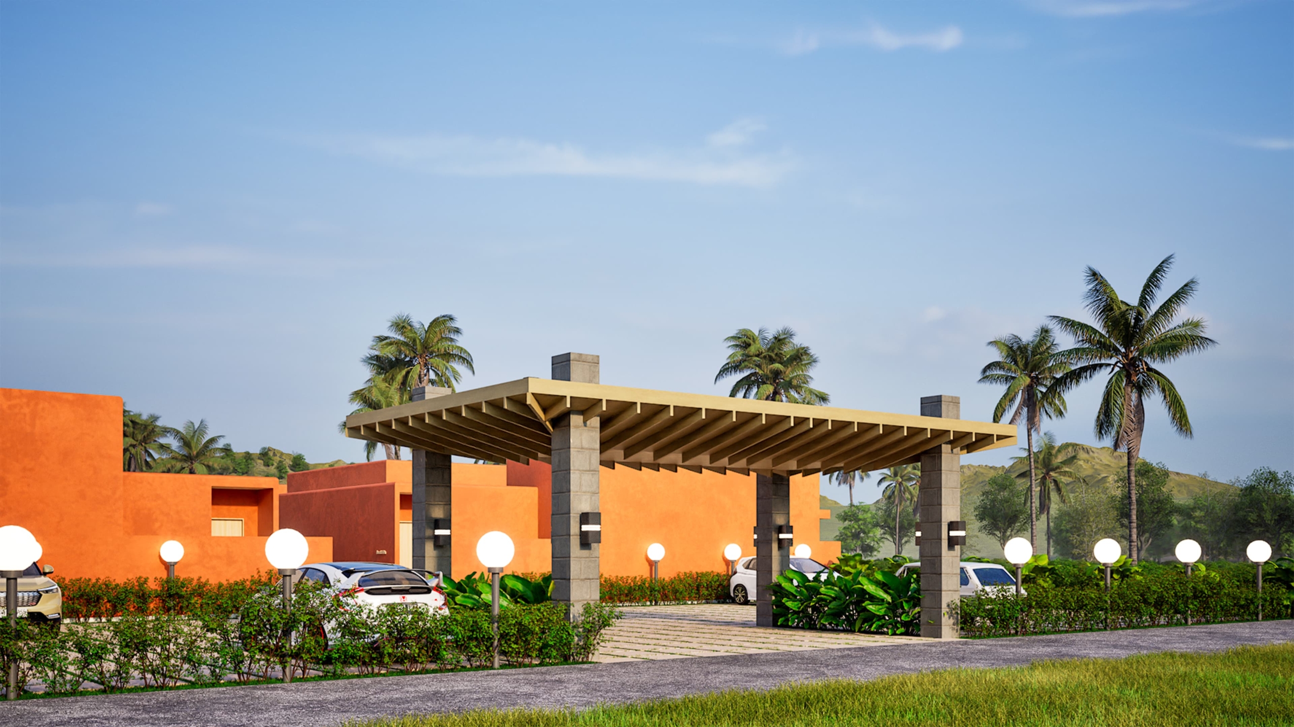 Outdoor complex for vehicles, maintaining the Tulum spirit