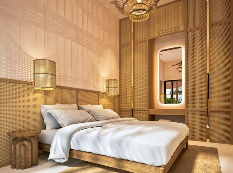 First bedroom with a cozy and luxurious style