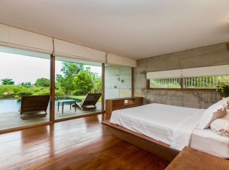 amazing bedroom with Wooden flooring