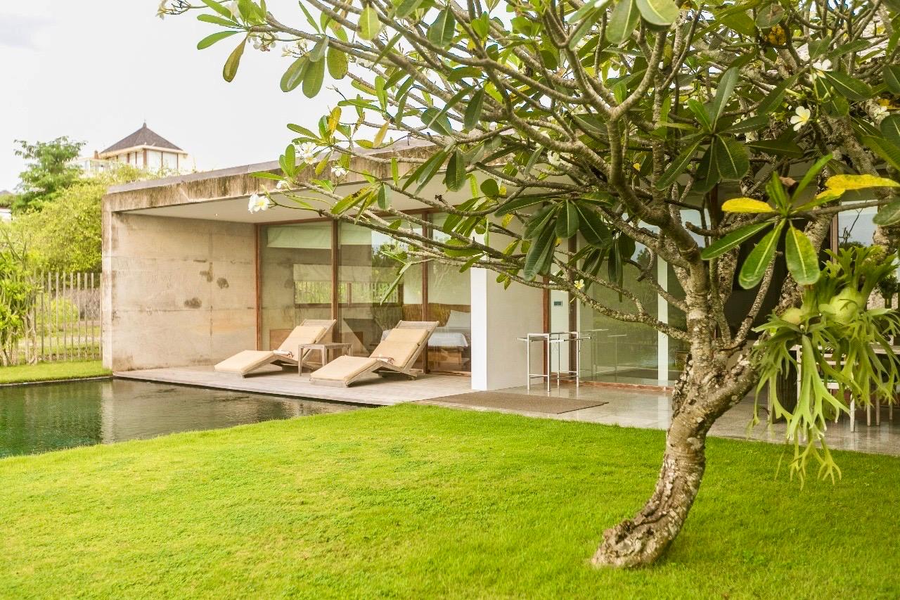 enjoy modern design and lush garden