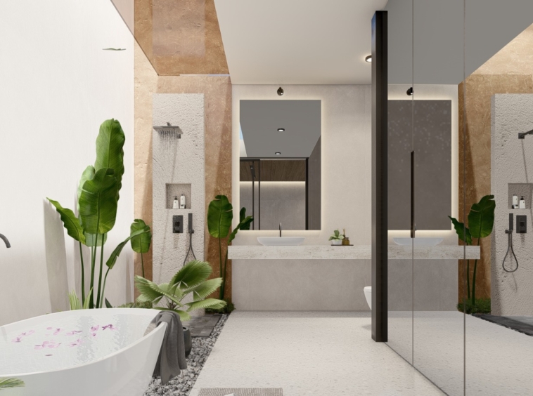 amazing bathroom with bathtube