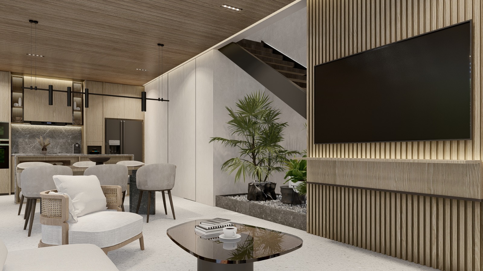 living room with high quality materials of construction