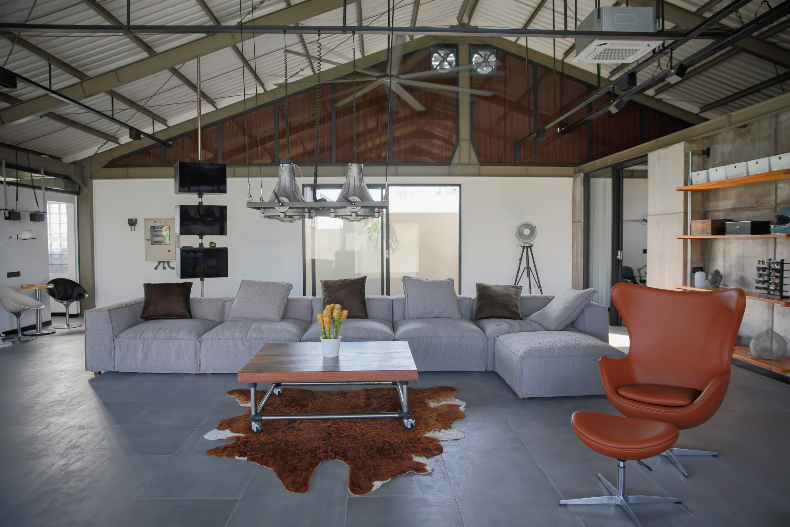 stunning living room with 4 meters fan