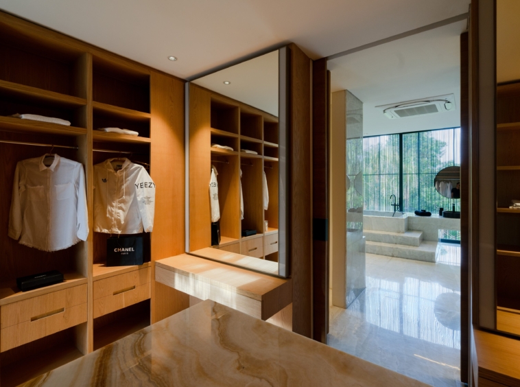 every bedroom have a wardrobe with marble inside