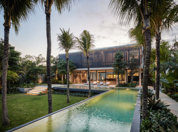 swimming pool and living room view
