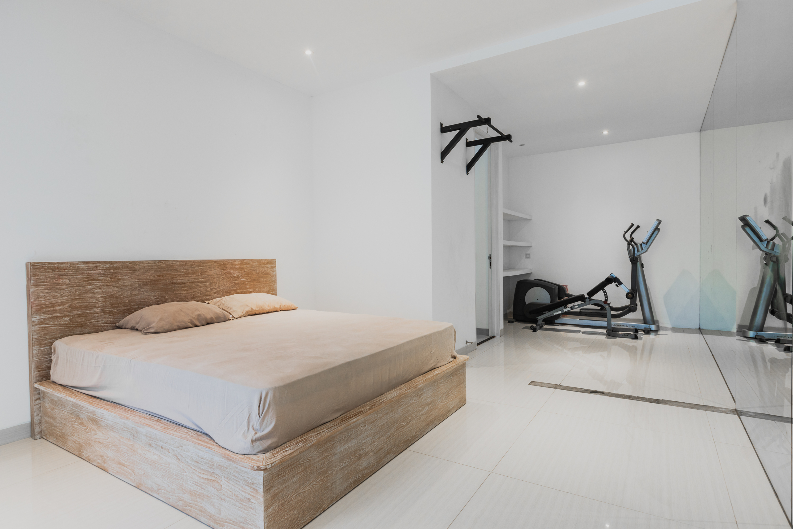 It was gym but now bedroom with ensuite bathroom