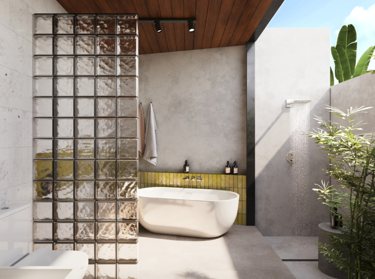 beautiful bathroom with a shower and bathtub