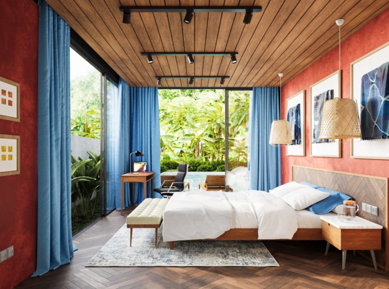 bedroom pool view