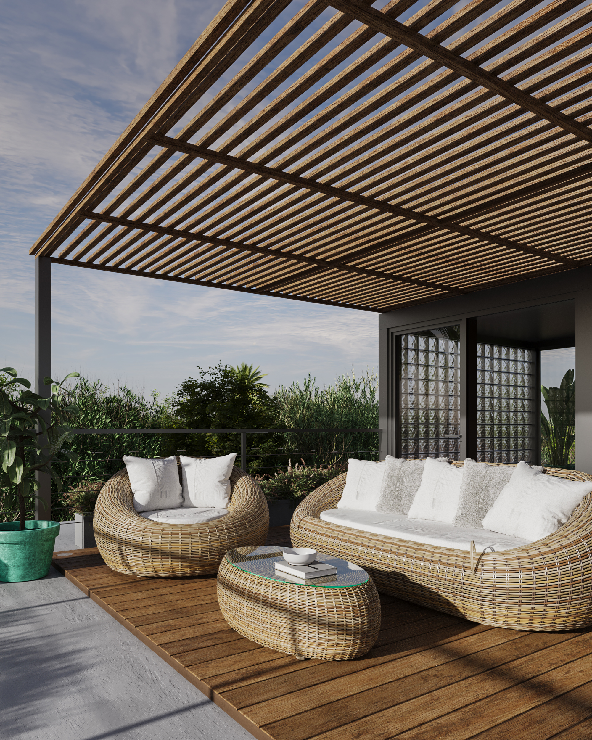 Relaxation area on the rooftop