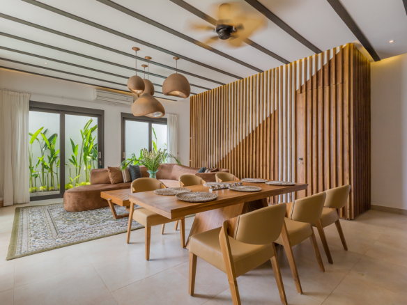 Second bedroom with custom wood furniture in Luxury 3 Bedrooms Villa in Prime Umalas