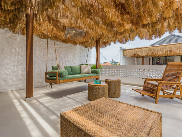 Evening view of the rooftop lounge in Luxury 3 Bedrooms Villa in Prime Umalas