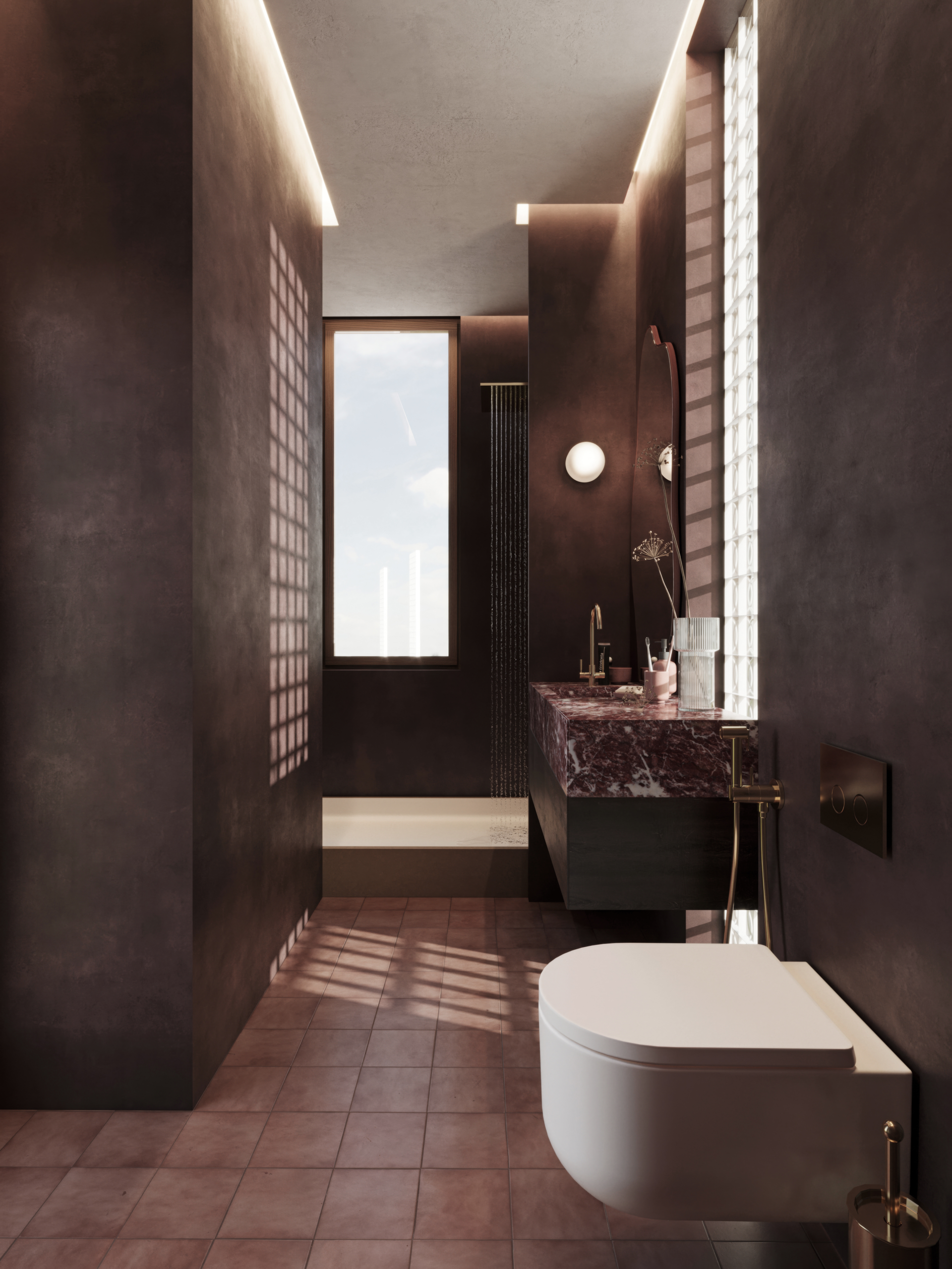 Modern bathroom with high-end finishes and natural light